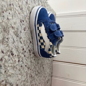 Vans Kids Blue and Cream Checkered Sneakers